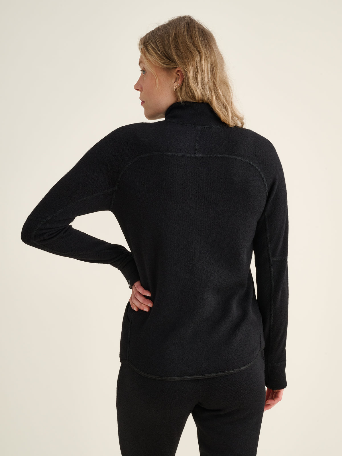 Nordic Terry Wool 400-Midlayerjacke für Damen, Schwarz, Rückansicht