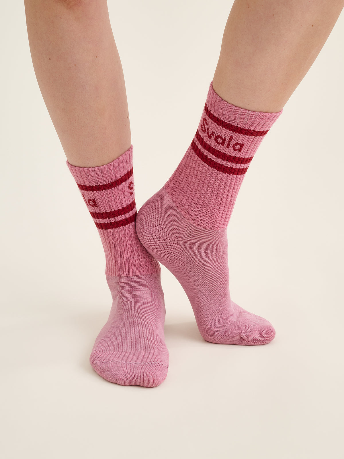 Dennis-Merinosportsocken, Hellrosa-Burgunderrot