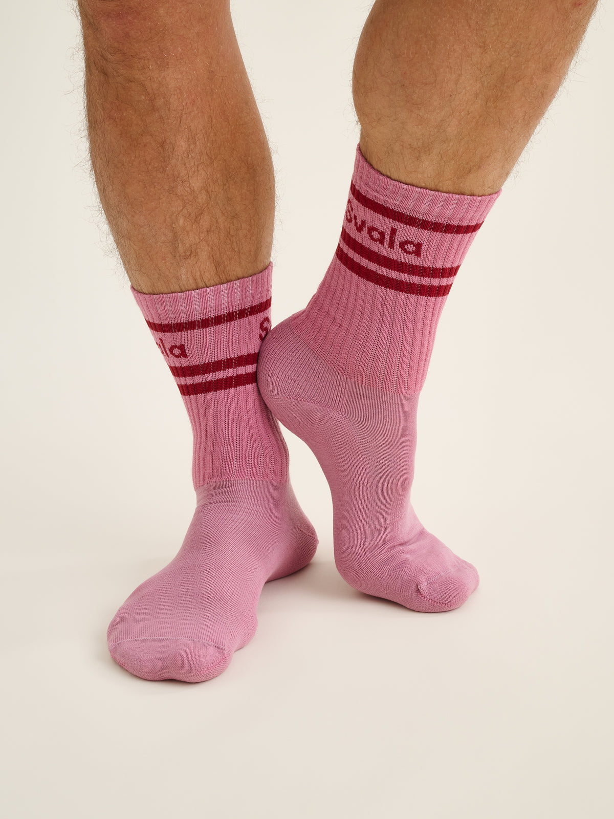 Dennis-Merinosportsocken, Hellrosa-Burgunderrot